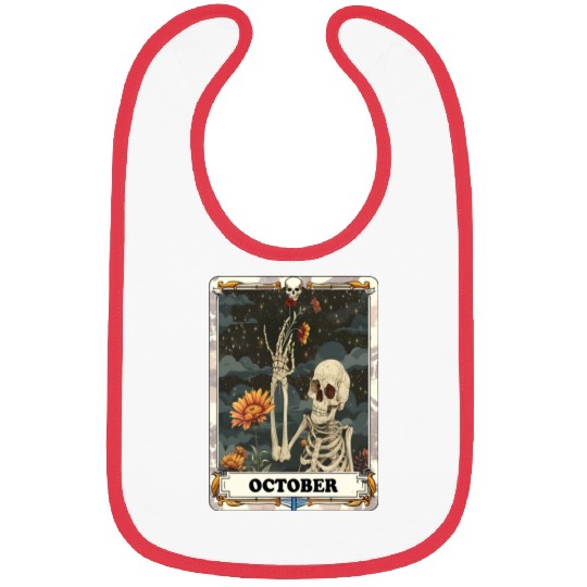 October Gothic Tarot Card - Marigold Flower & Skel Bibs