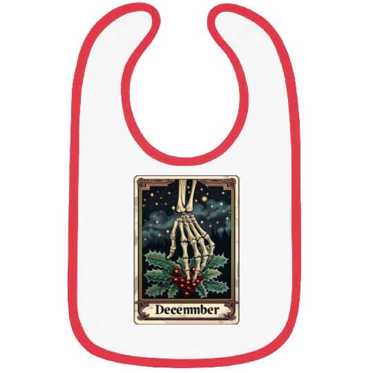 December Gothic Tarot Card - Holly Flower & Skelet Bibs