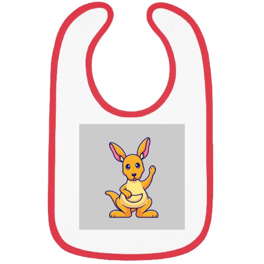 Cute Kangaroo Waving Hand: Cartoon Vector Icon Ill Bibs