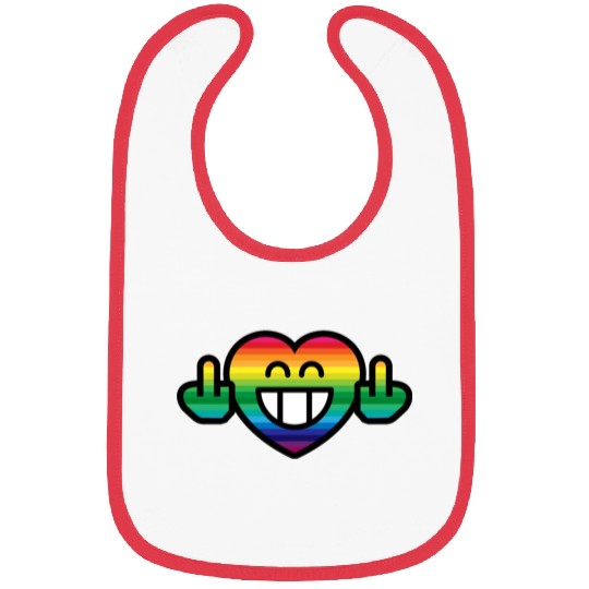 Emoticon Grin Rainbow Heart with Stinkfingers Bibs