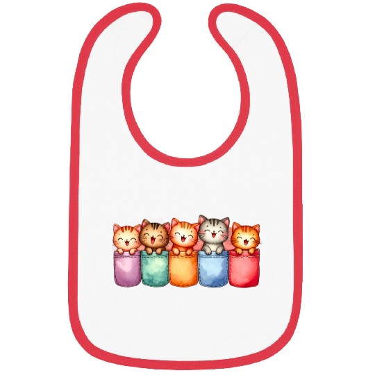 Kittens in colorful pockets Bibs