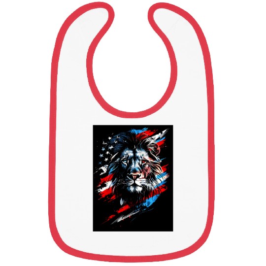 Lion American Flag Bibs