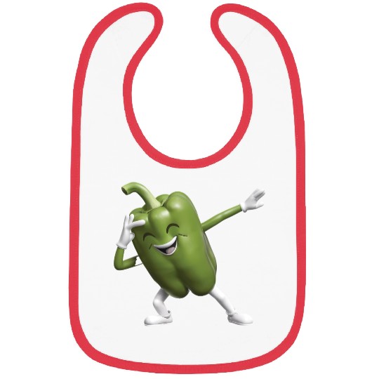 Green Bell Pepper Dabbing Realistic Bibs