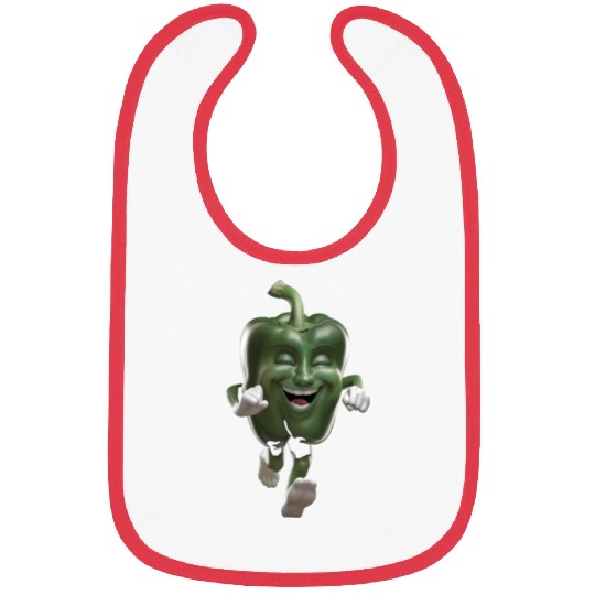 Green Bell Pepper Running Realistic Bibs