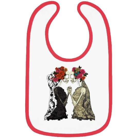 Lesbian Couple Skeletons Kissing LGBTQ Pride Bibs