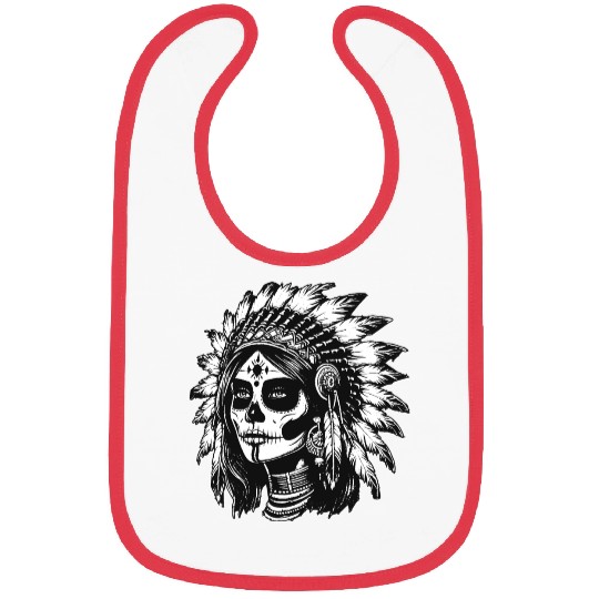 Dark Art Skull Indian Apache Girl Vintage Grunge Bibs