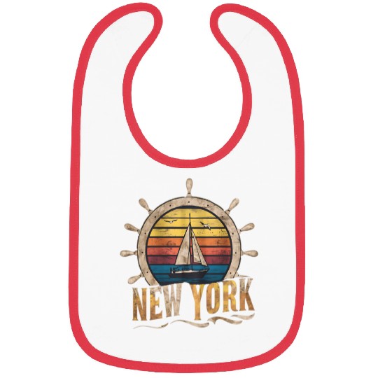 New York Sailboat Vintage Throwback Bibs