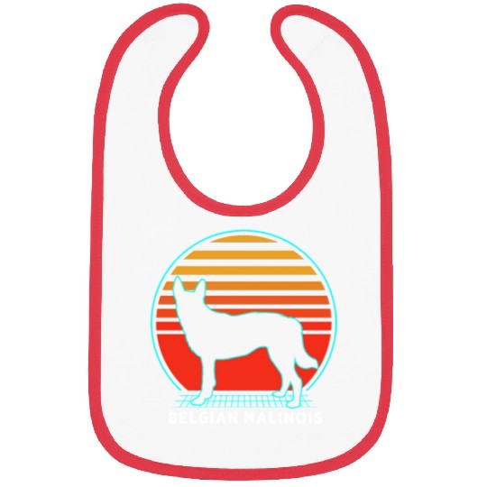 Retro 80s Dog Silhouette Belgian Malinois Bibs