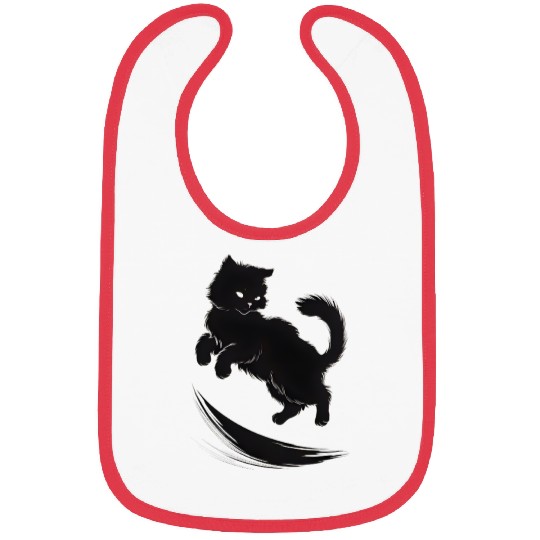Playful Black Cat Bibs