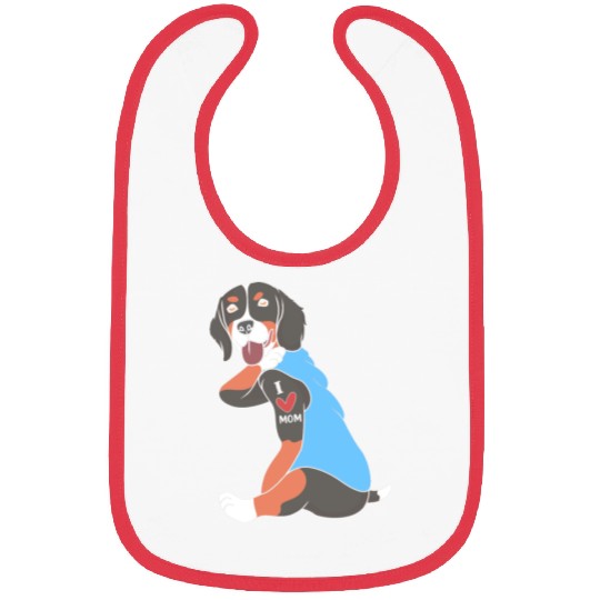 Cute Bernese Dog I Love Mom For Dog Mom Bibs