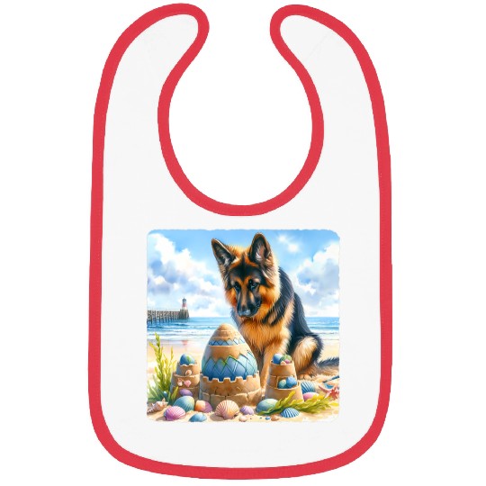 German Shepherd Building Festive Sandcastle Bibs