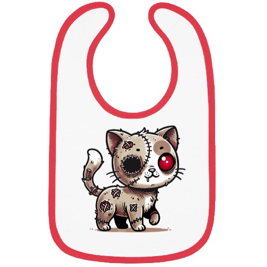 scary zombie kawaii cat for halloween fun Bibs
