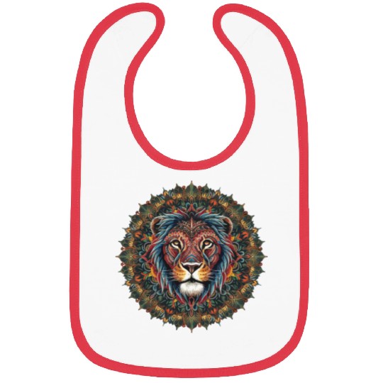 Vibrant Lion Mandala Inspired Artistic Symmetry Bibs