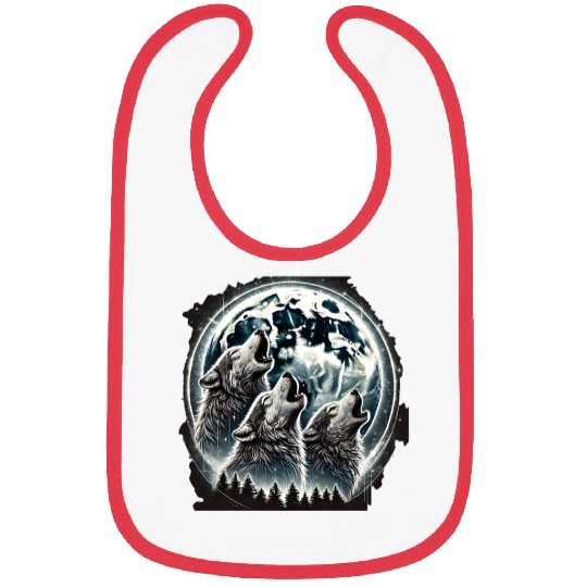 Wolfs Moon Nature Cute forest graphic Bibs