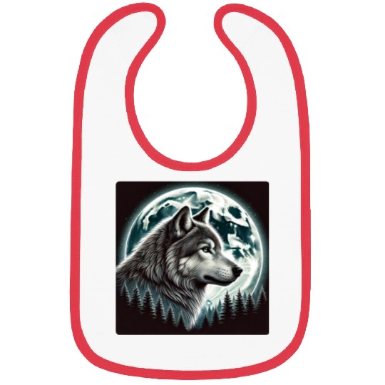 Nature Moon Alpha Cute Wolf Moon nature Bibs
