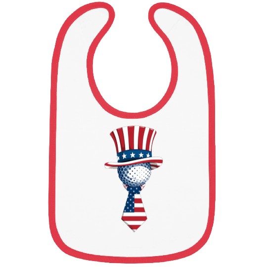 Patriotic Golf Ball with Stars and Stripes Hat Bibs