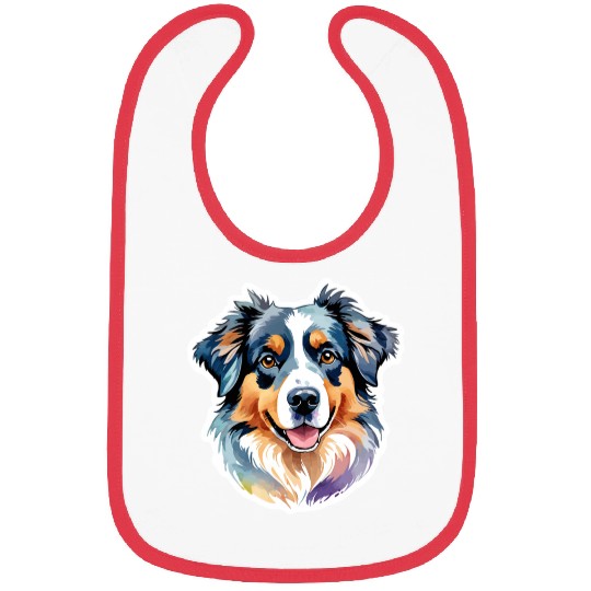 Australian Shepherd Watercolor Bibs