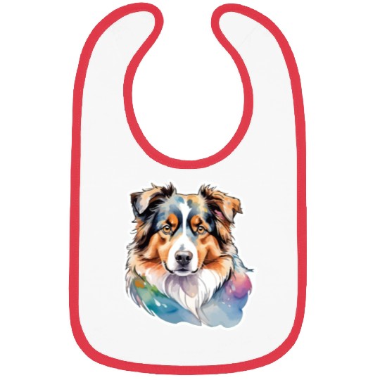 Australian Shepherd Watercolor Bibs