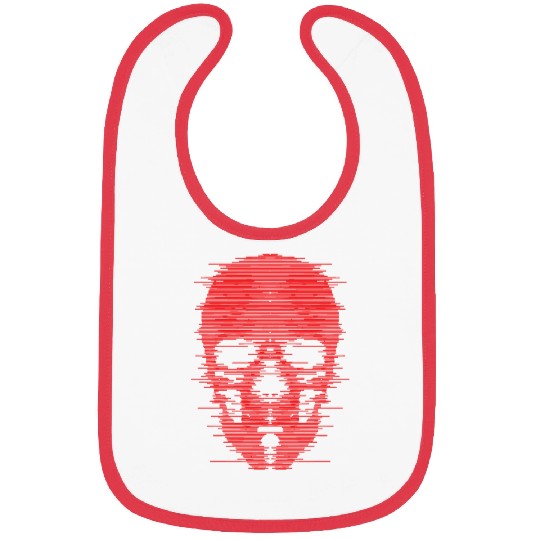 Red Skull Glitch Illustration Bibs