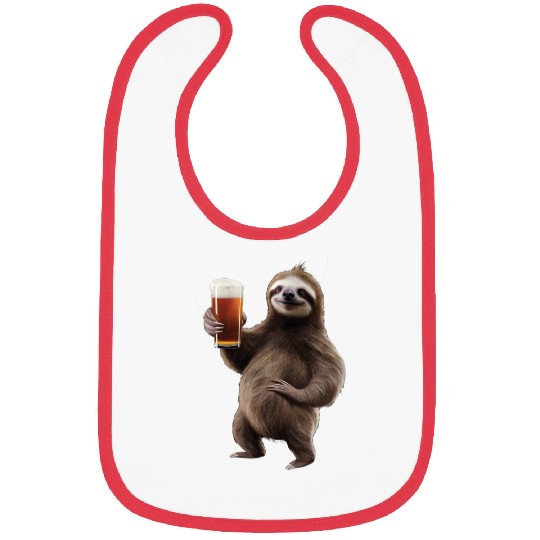 Sloth Drinking Beer Realistic Bibs