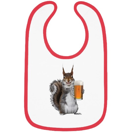 Squirrel Drinking Beer Realistic Bibs