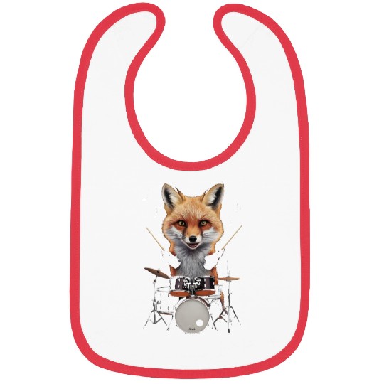 Fox Playing Drums Realistic Bibs