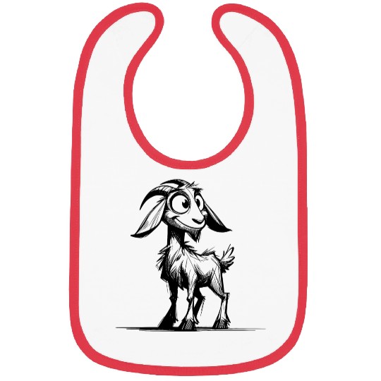 Grinning Goat Pencil Sketch Drawing Bibs