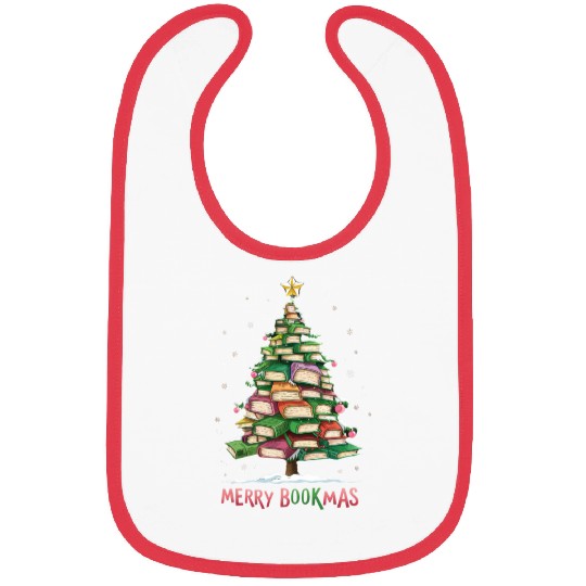 Christmas Book Lover Tree Librarian Merry Bookmas Bibs