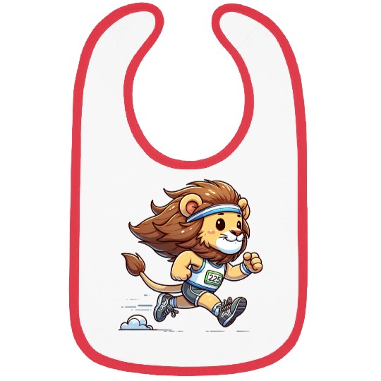 Cute Marathon Runner Lion Bibs
