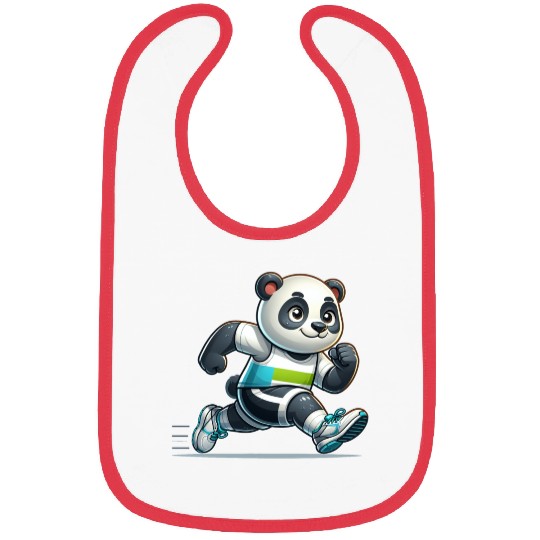 Cute Marathon Runner Panda Bibs