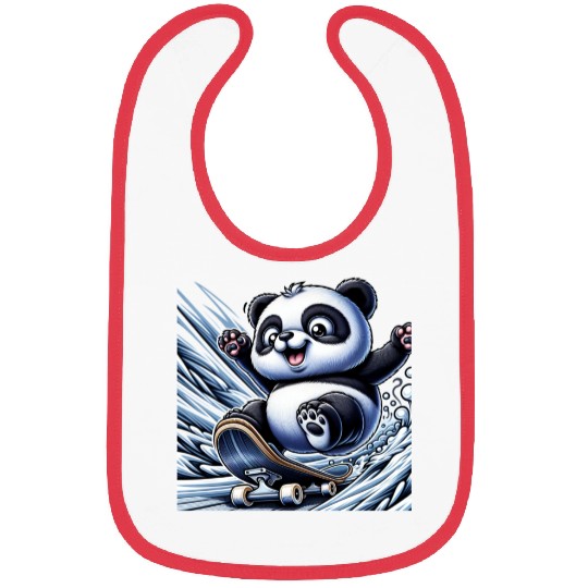 Cute Skater Panda Bibs