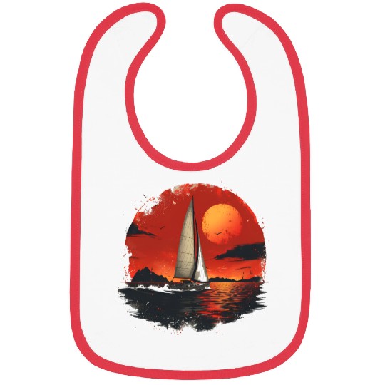 Tranquil Sailing Yacht at Sunset Serene Sea Vector Bibs
