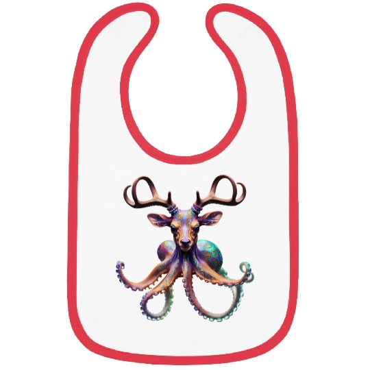Psychedelic deer octopus with antlers Bibs
