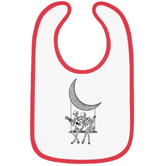 Skeletons Couple Guitar Moon Bibs