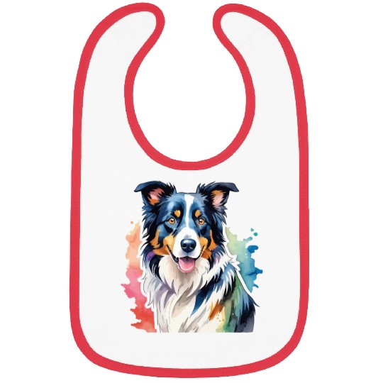 Border Collie Watercolor Bibs