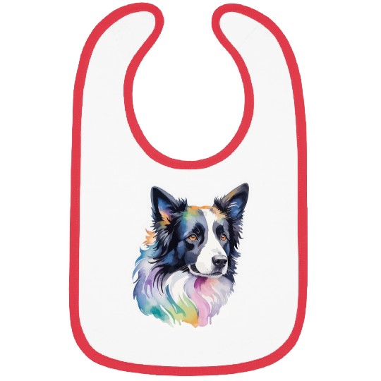 Border Collie Watercolor Bibs