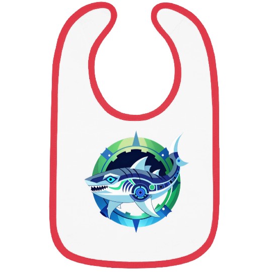 Shark, combines organic and mechanical aesthetics. Bibs