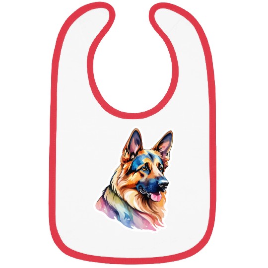German Shepherd Watercolor Bibs
