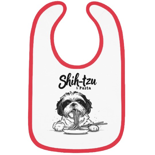 Shih tzu & Pasta Shih-tzu Black and White Bibs