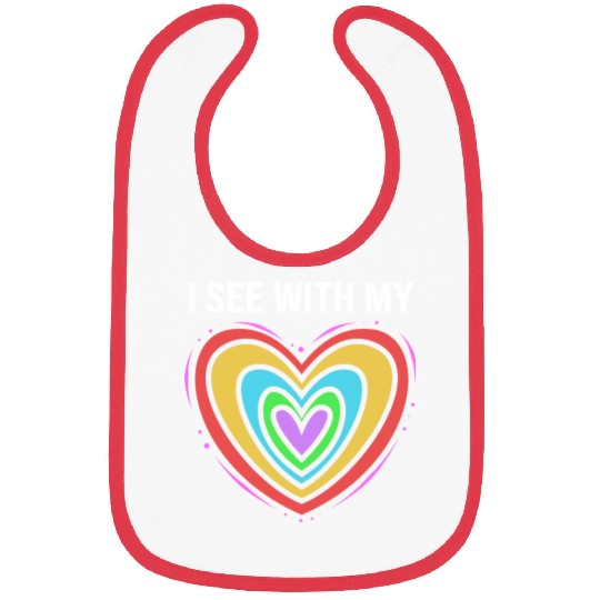 Rainbow Heart Blind Awareness I See With My Heart Bibs