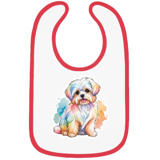 Maltese Dog Watercolor Bibs