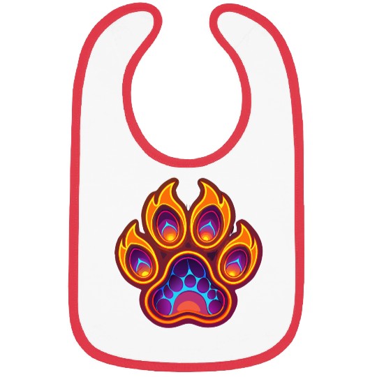 Neon Orange Wolf Paw Print Bibs