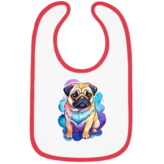 Pug Watercolor Bibs