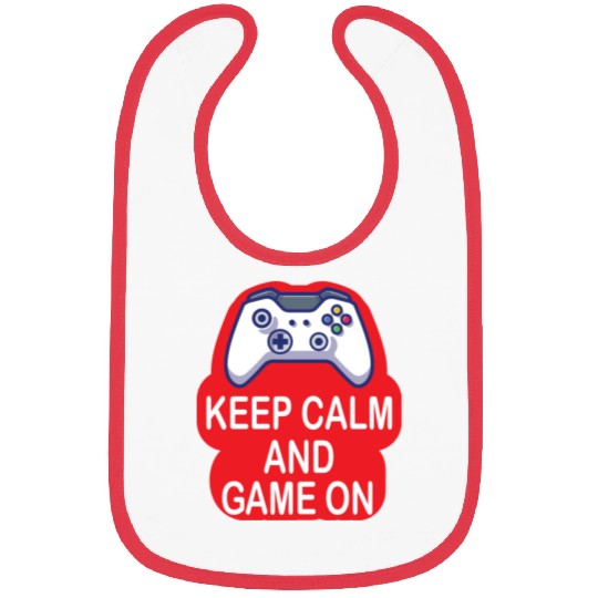 keep calm and gam on Red white Design for Gamers Bibs