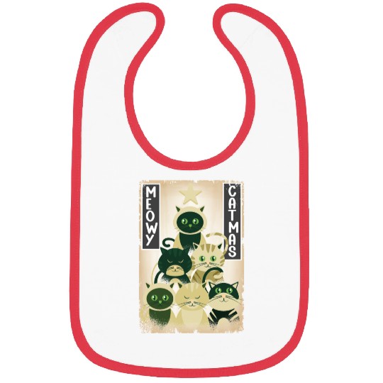 Meowy Catmas Cat Christmas Tree Xmas Kitten Cute Bibs