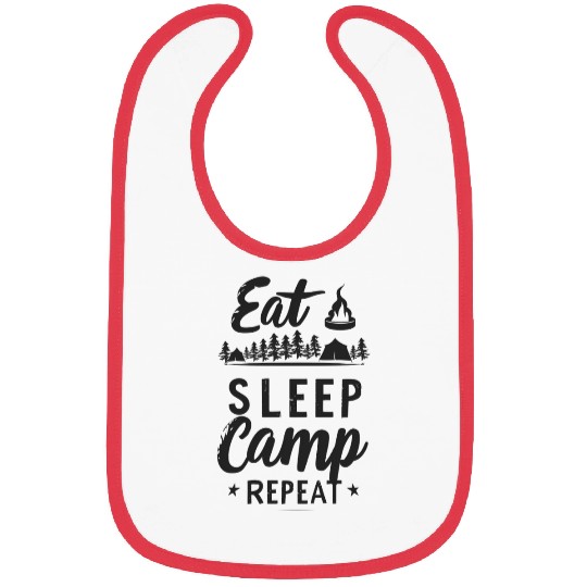 Eat Sleep Camp Repeat Rustic Weathered Style Bibs