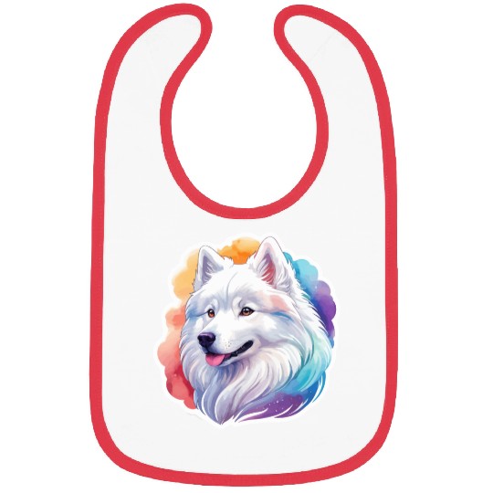 Samoyed Dog Watercolor Bibs
