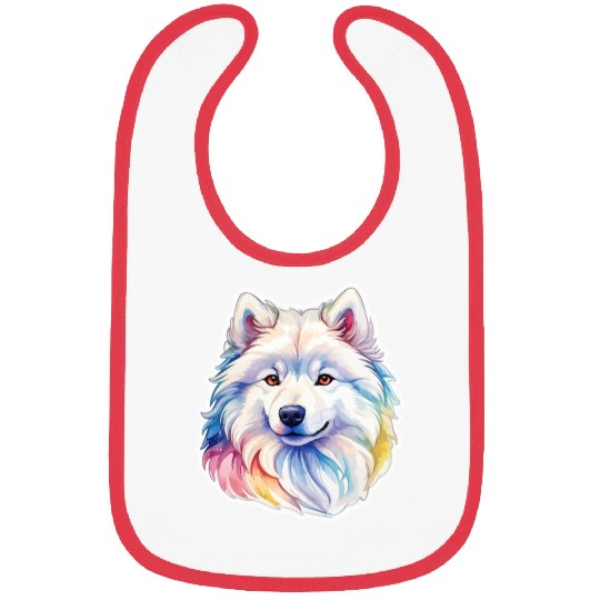 Samoyed Dog Watercolor Bibs