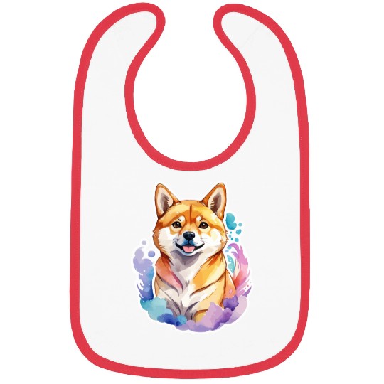 Shiba Inu Watercolor Bibs