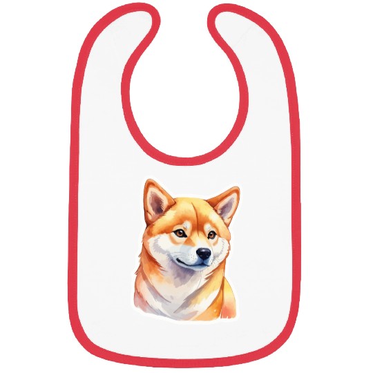 Shiba Inu Watercolor Bibs
